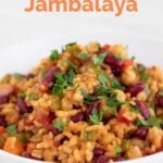 一道素菜jambalaya的图片，上面写着“素菜jambalaya”