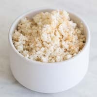A small picture of a bowl with homemade cauliflower rice