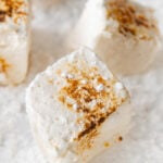 一些烤纯素棉花糖的照片，上面写着“纯素棉花糖”
